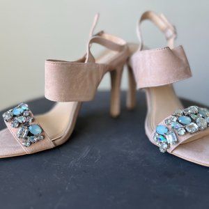 Jessica Simpson Jeweled Blush Suede Sandal